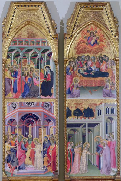 Triptych of the Coronation of the Virgin, Left and Right Panels by also Manfredi de Battilori Bartolo di Fredi